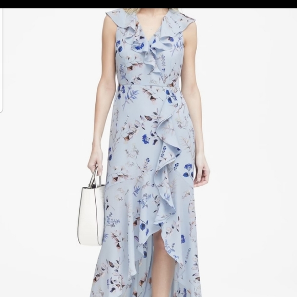 Banana Republic Dresses & Skirts - NWT, Banana Republic sleeveless high- low ruffle maxi dress, light blue, size 4